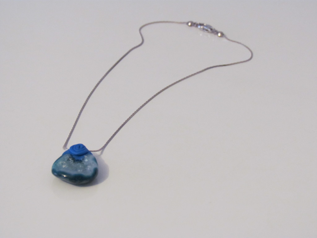 Blue agate druzy necklace 2 by Portugalarts.com