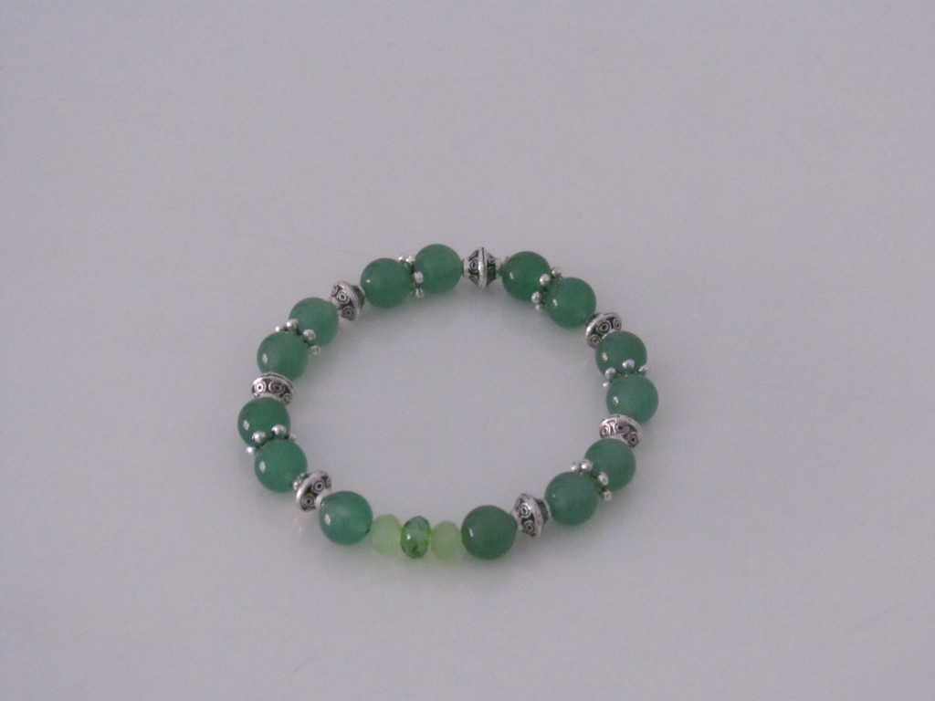 Green aventurine with czeck crystals bracelet 3 www.portugalarts.com