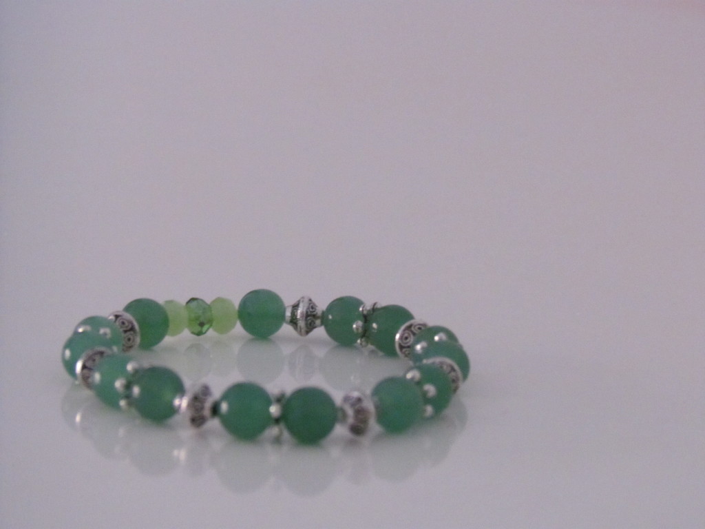 Green aventurine with czeck crystals bracelet 4 www.portugalarts.com